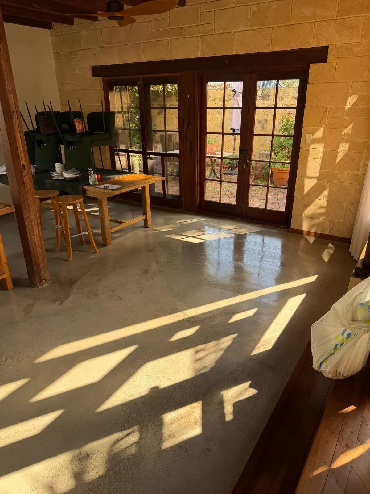 Polished concrete living area - residential clean by Freshco Kleen in Perth