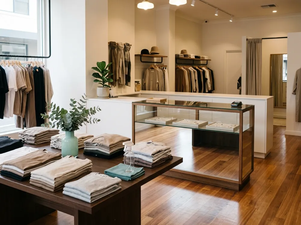 Clean retail shopfront and glass counter before trading hours in Perth